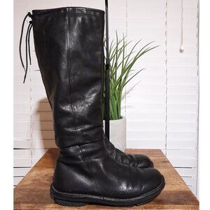 Trippen Tall Black Leather Square Toe Boots sz 39 US 8